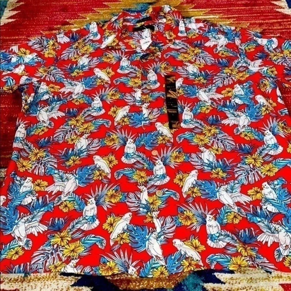 Banana Republic Tropical Casual Coastal Beach Print Parrot Button Down Shirt NWT